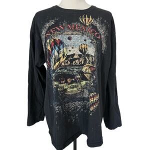 Y2K Embellished Hot Air Balloon New Mexico Rustic Graphic Long Sleeve Sz L